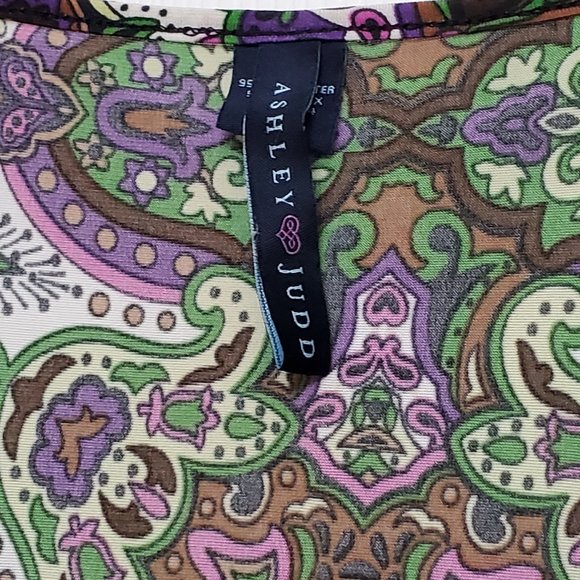 Purple/Brown/Black/Green Low V Neck 3/4 sleeves XL - Picture 3 of 8